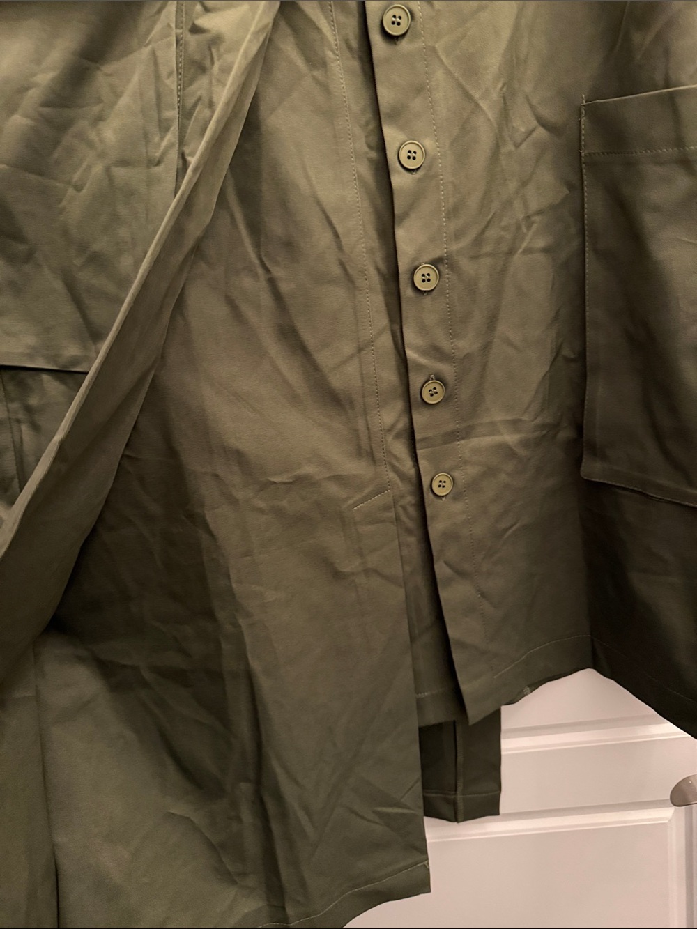 Olive Green Utility Button-Front Midi Skirt - Picture 4 of 7